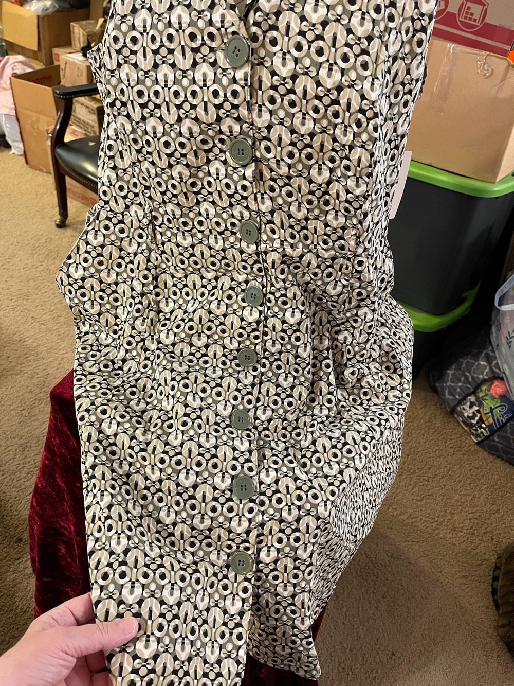 Mlle Gabrielle Black and Cream Circular Print Dress